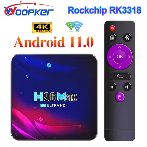 Woopker H96 Max TV Box V11 Rockchip RK3318 Android 11 Dual WiFi 2.4G/5G BT 4.0 4K HDR 10.0 Smart Dig