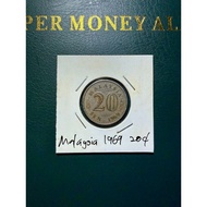 1969 Malaysia 20 Sen Coin