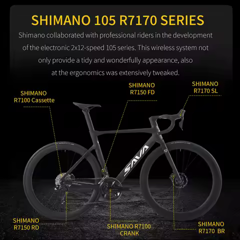 SAVA Aurora R7 Ultralight Race Bike Full Carbon Fiber Electronic Shift Road Bike 7170 DI2 24-Speed D