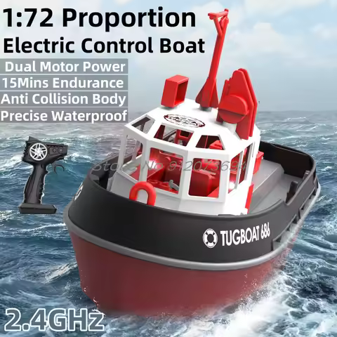 1:72 Simulation Scale Electric Control Boat 2.4G 15Min Dual Motor Power Seal Waterproof Anti Collisi