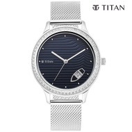 Titan Wander Dark Blue Dial Analog Stainless Steel Strap watch for Women