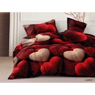 【ReadyStock SG】 3D Premium Print Fitted Bedsheet Set With Pillow+Bolster 900tc