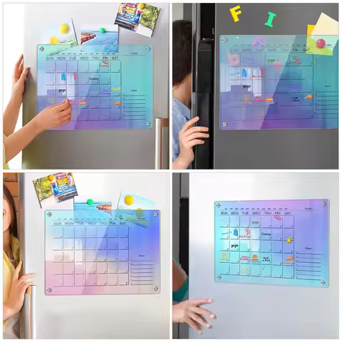 Acrylic Desktop Planner Dry Erase Board to Do List Memo Board Magnetic Fridge Calendar Magnetic to D