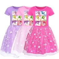 Summer New Sweet Cute Leaf-Shaped Casual Dresses Catch Teenieping Clothes Children Cotton Girls Prin