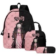 Demon Slayer school bag nezuko tanjiro Muichirou backpack pencil case lunch box 3PS ..c3