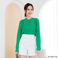 (S-XL) Maristar เสื้อแขนยาวสีพื้น Solid Long Sleeve Blouse เนื้อผ้า polyester Style No : 2039
