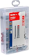 fischer Professional Box Cavity Dowel DuoHM + Screw PZ, Tool Box with 52 Dowels and Screws, Plate An