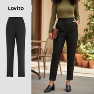 Lovito Stylish Women's Plain Zipper Pants L128ED777