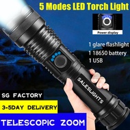 ANBOLT Torchlight Ultra Bright Zoomable USB Torch Light LED Light 80000 Lumens Flashlight Waterproof Camping Light