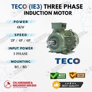 TECO MOTOR 3 PAHSE INDUCTION MOTOR (IE3) 4KW (5.5 HP) FOOT FLANGE B3 B5 ELECTRIC MOTOR 2 POLE 4 POLE