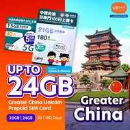 Hello1010 China and Macau Unicom (20GB/24GB) Travel Prepaid Sim Card