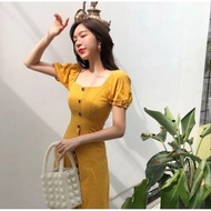 Long dress yellow, Long dress fit body yellow, bright colored women's Long dress, yellow Daily dress