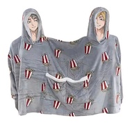 Popcorn Double Pajamas Design Warm and Intimate One-Piece Home Clothes Drama Blanket Gray