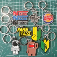 JDM 3D Metal Zinc Alloy Keychain Car Parts Keyring Domo Fake Taxi Drift King NOS Accessories