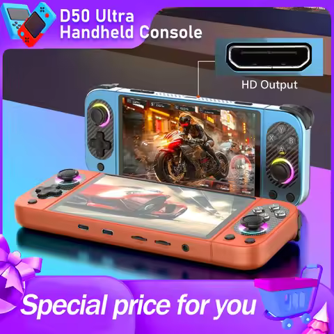 Newest D50 Ultra 5" Handheld Game Console, 8-Core Android Gaming Device, Bluetooth/Wi-Fi, Built-in G
