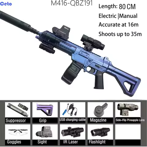 M416 AEG Auto Electric Gel Blasters Gun -Dynamic Camo Metallic Finish That Changes in Sunlight, High
