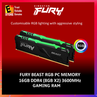 KINGSTON FURY BEAST RGB 16GB (2x8GB) DDR4 3600MHz MEMORY (KF436C17BBAK2/16) DUAL CHANNEL RGB PC GAMING RAM KF436C17BB2AK2/16 / KF436C17BBAK2/16