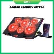 Gaming Laptop Cooling Pad/Cooling Fan K7 (Support 12inch To 17.3inch Laptop) (RGB) (Red)