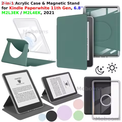 For Kindle Paperwhite 11th Gen Case 360° Rotation Magnetic Detachable Stand 2-in-1 Sleep Cover 6.8''