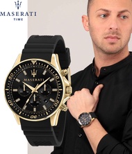 (Real Photo)Original Maserati Sfida Black Rubber Mens Watch Jam Tangan Lelaki