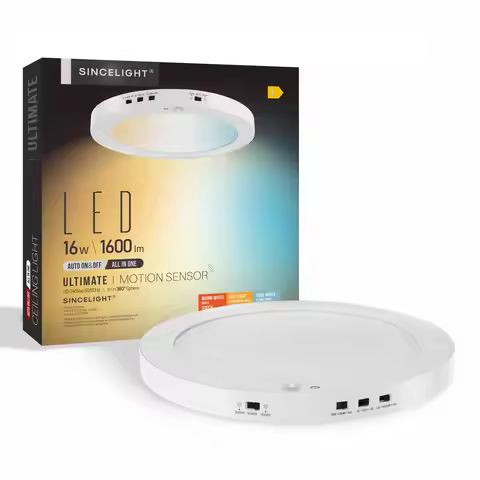 Ultimate LED Motion Sensor Ceiling Light (All in ONE), 3CCT Warm to Cool Turnable, Multi-Mode Dusk t