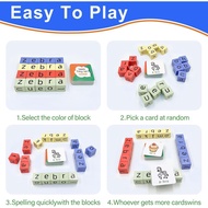 Wooden Blocks Spelling Game, Matching Letter Game for Kids Ages 3-8, Kindergarten Educational Sight 