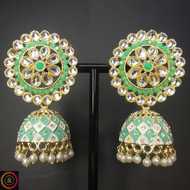 [Ready Stock] DHWANI Xtra Large Meenakari Jhumka With Stone Earrings