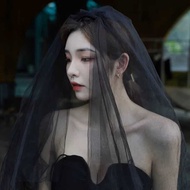 Black Halloween Veil Black Veil Wedding Bride Wedding Photo Bow Short Veil Veil