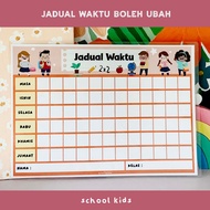 Jadual Waktu Kelas Boleh Padam Ubah Laminate Saiz A4