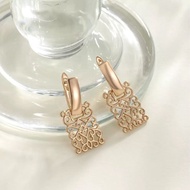 Jewelry Gold-Plated Geometric Square Hollow Earrings Feel Earrings Female KA5E