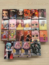 放售： Stranger things QP, FATE QP, 戰光絕景 艾斯+大和，蝴蝶忍，爆豪，初音QP, Belle QP A + B色，Anya安妮亞 QP, Fluffy Puffy 美少女貓咪露娜，三人之騎士，大和 小玉 -小時候，五等分花嫁一花二乃晚裝，Bicute Bunnies刀劍神域詩乃Sinon兔女郎, Trio Try iT - 長褸Anya安妮亞，Vibration Stars - Rock Lee, 星期一的豐滿小愛，有日/行版，全新，狀況如圖。