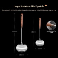 Bosman Wooden Handle Stainless Steel Mushroom Shaped Cooking Spatula Iron Wok Cooking Spoon Set Home