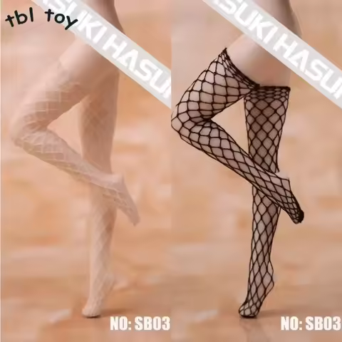 HASUKI 1/12 Scale SB03 3D Female Shereo Long Tube Big Fishnet Stocking Seamless Clothes Model for 6 