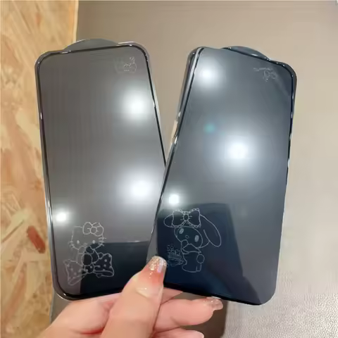 Sanrio Cartoon Hello Kitty Full Cover Screen Protector For iPhone 17 17PM 16 15 14 13 Pro Max Plus T