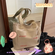 MIH Student Book Bag, Square Shape Canvas Canvas Shoulder Bag, Large Capacity Student Bag