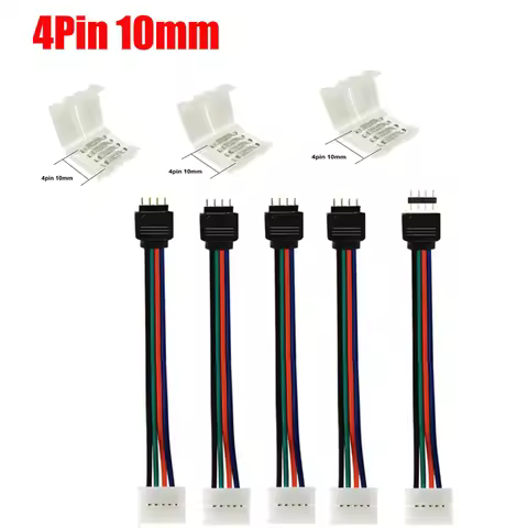 10mm 4Pin 5050 LED RGB Strip Extension Connector Cable Wire Led Strip Extension Cables Clip For 5-24