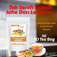 SEHATKUHERBAL TEH PROMIL/ Teh untuk Promil Teh Detox PCOS : Teh Sereh Kunyit jahe dan Lengkuas isi 3