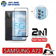 TEMPERED GLASS SAMSUNG A72 FULL COVER COLOR BONUS CAMERA PROTECTOR Screen Guard Samsung A72