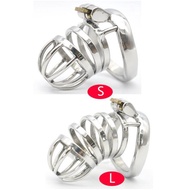 Male Stainless Steel Cock Cage Penis Ring Chastity Device catheter Adult Sex Toy