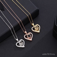 Inlaid Silver Language European American Pure Simple Cross-Border Fashion Necklace s925 Hearts Over 
