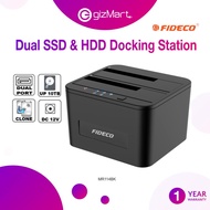FIDECO 2.5" 3.5" Dual SSD & HDD Docking Station Dual Port Docking Station up to 10TB for Windows 10 