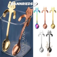 BANNRIEDSG9895Y 1/4pcs Mini Cat Coffee Spoon, Tableware Cute Cat Stainless Steel Teaspoon,  Kitchen 