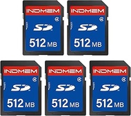 INDMEM 512MB SD Card (5 Pack), SDHC Flash Memory Card UHS-I U1 Class 4 High-Speed Full HD Video Comp