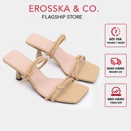 Erosska Kya - Giày cao gót mũi vuông quai dây phối ngang kiểu dáng sang trọng cao 5cm màu nude - EM1