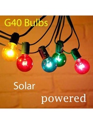1個彩色太陽能G40 LED燈泡，戶外防水RGB塑料外殼，適用於派對裝飾、遊樂園照明、咖啡館裝飾燈