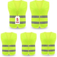 Safety Vest, Reflective High Visibility Construction Vest for Men, Work, Cycling, Runner, Surveyor, 