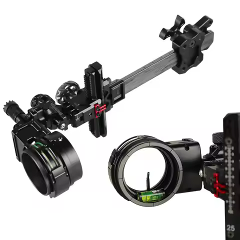 TX3610 Compound Bow Sight Single Pin Sight 0.019'' Fiber Optic 4/6/8X Lens 6" Carbon Rod Adjustable 