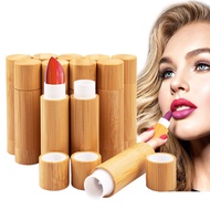 AUHOKY 12Pcs Bamboo Empty Lipstick Tubes, 5.5g Refillable DIY Lip Balm Tube Containers with Clear PP