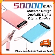 50000mAh Power Bank Digital Display Screen Ultra Thin Powerbank with Cable LED Lights External Batteries