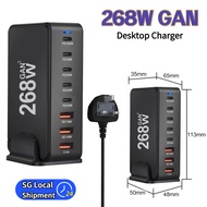 Gan Charger 268W Gallium Nitride Charger Desktop PD Charger 4A4C with Base Singapore plug